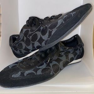 Coach Ladies Black Logo Mesh Sneaker
